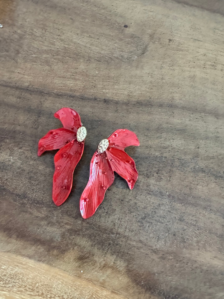 PENDIENTES FLOR ROJA