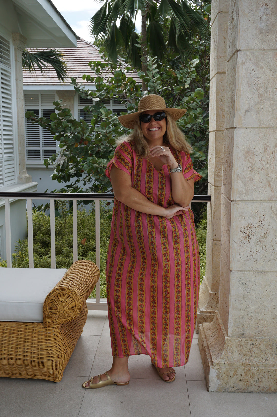 VESTIDO MOCA RAYAS FUCSIA