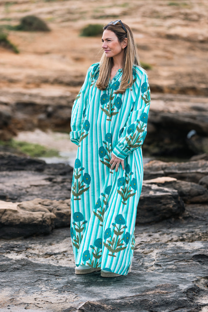 VESTIDO TERRENAS MINT RAYAS