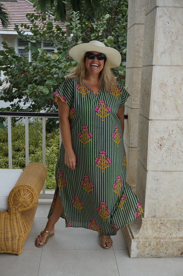 VESTIDO MOCA RAYAS VERDE
