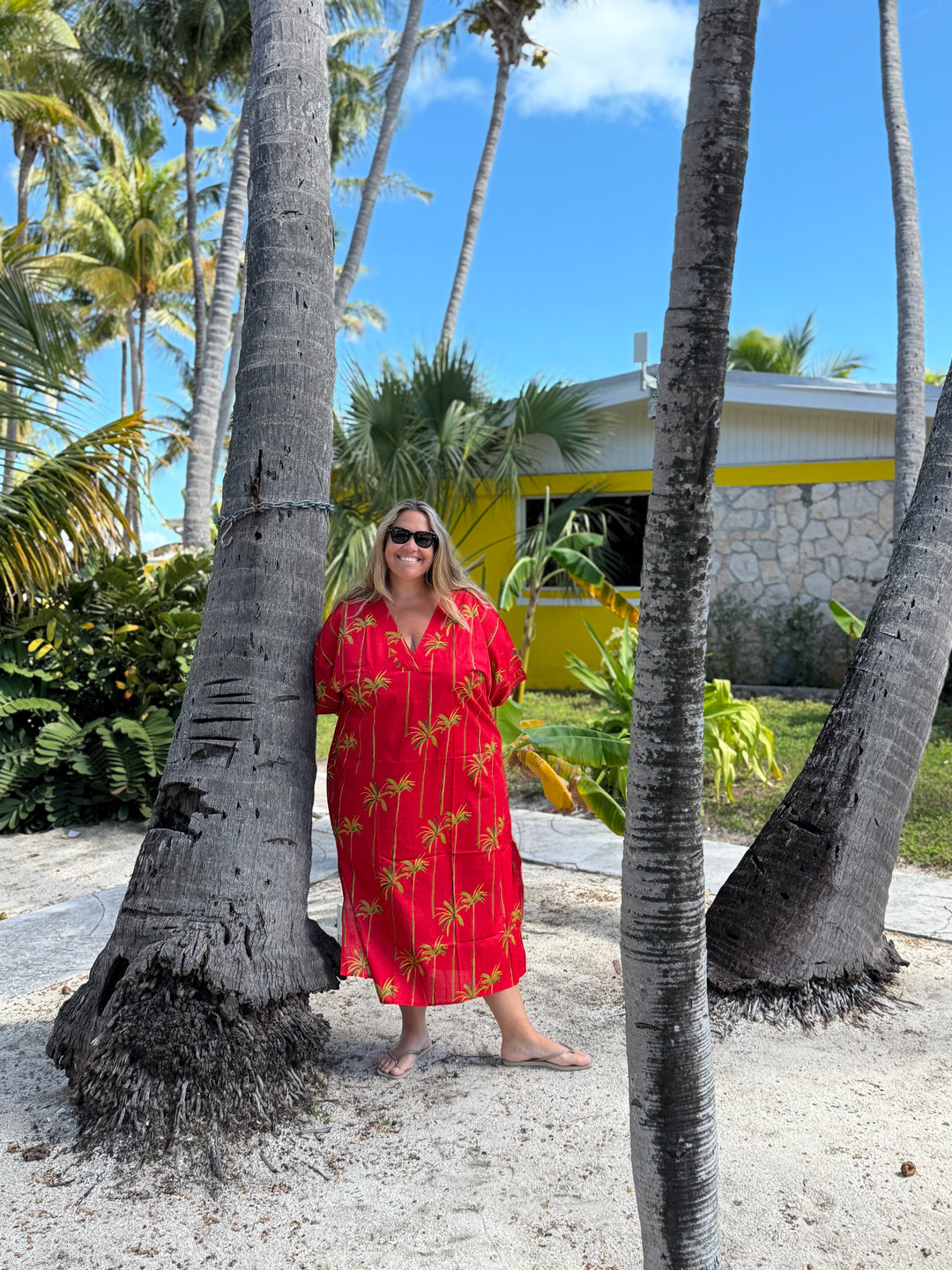 CAFTÁN SAONA PALMERAS ROJO