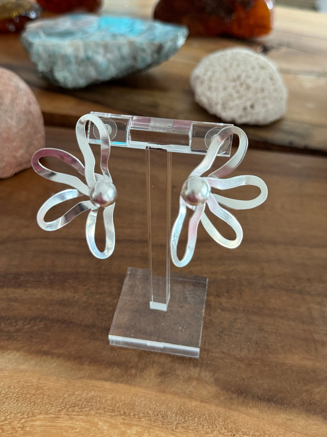 PENDIENTES FLOR PLATEADO