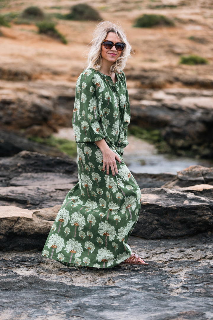 VESTIDO TERRENAS PALMERAS VERDE