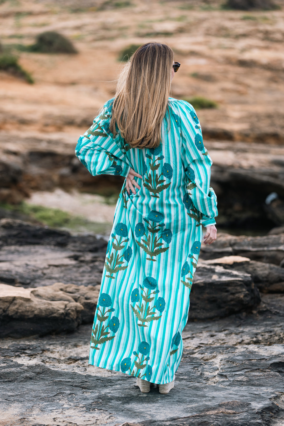 VESTIDO TERRENAS MINT RAYAS