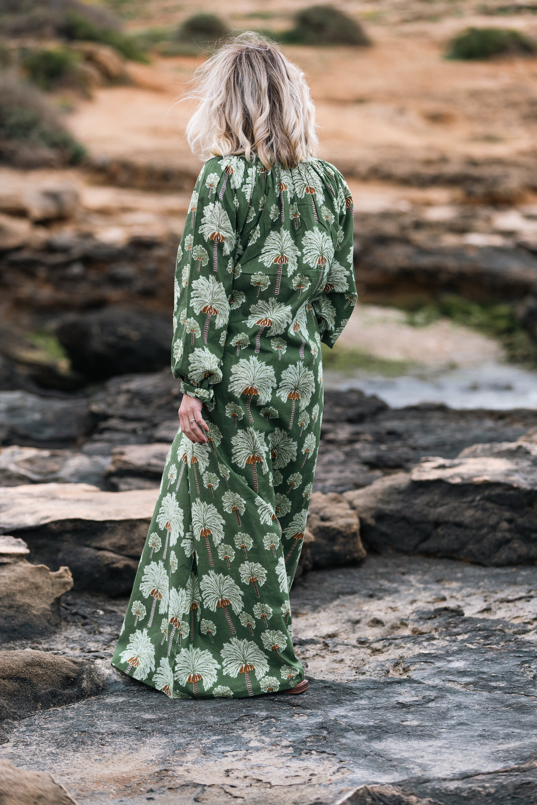 VESTIDO TERRENAS PALMERAS VERDE