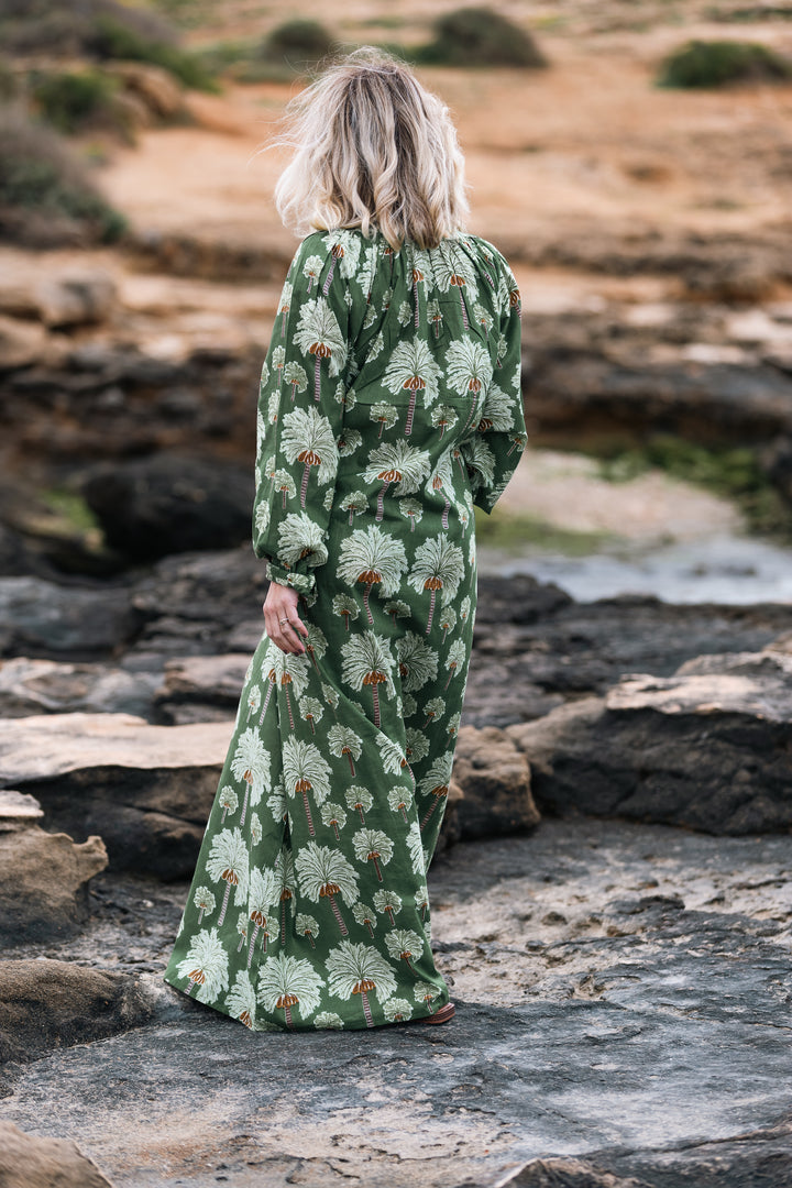 VESTIDO TERRENAS PALMERAS VERDE