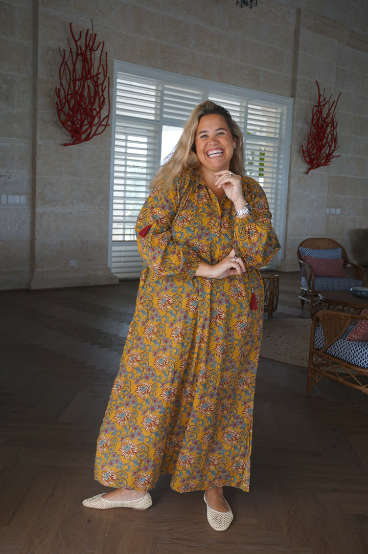 VESTIDO SAMANÁ MOSTAZA