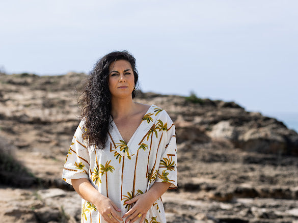 CAFTÁN ROMANA PALMERAS BLANCO