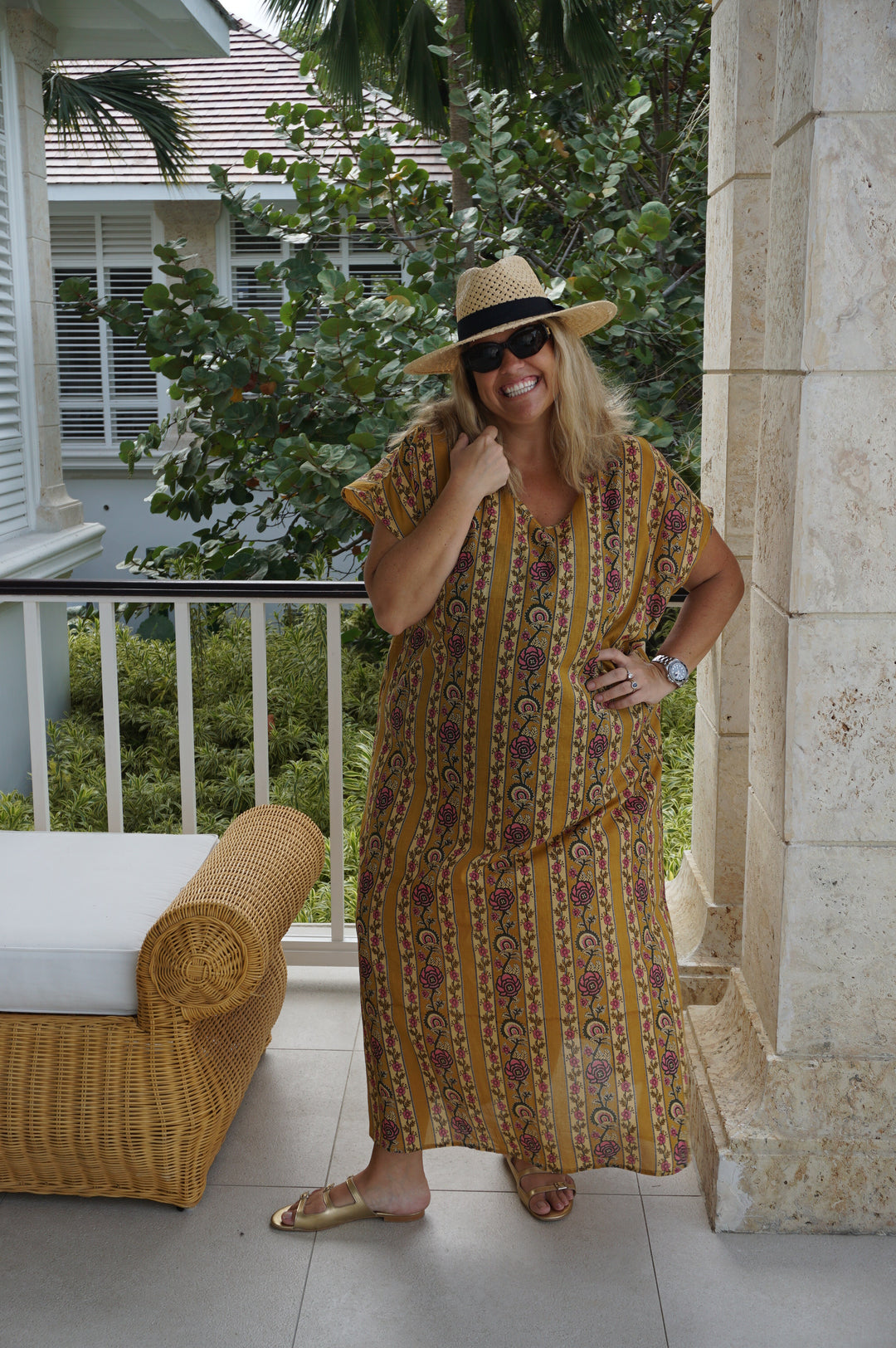 VESTIDO MOCA RAYAS MOSTAZA