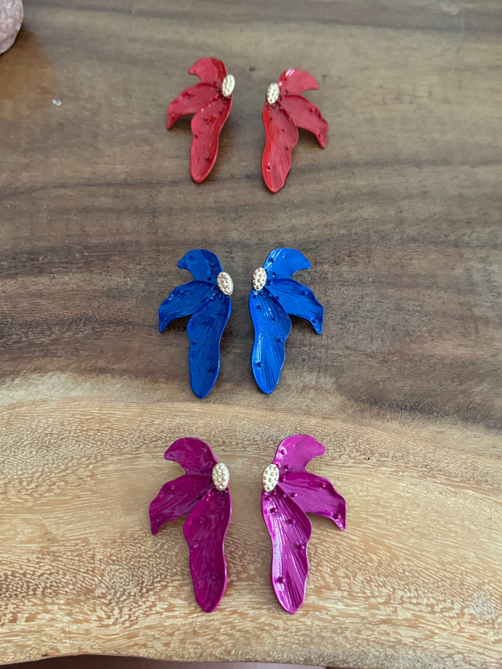 PENDIENTES FLOR ROJA