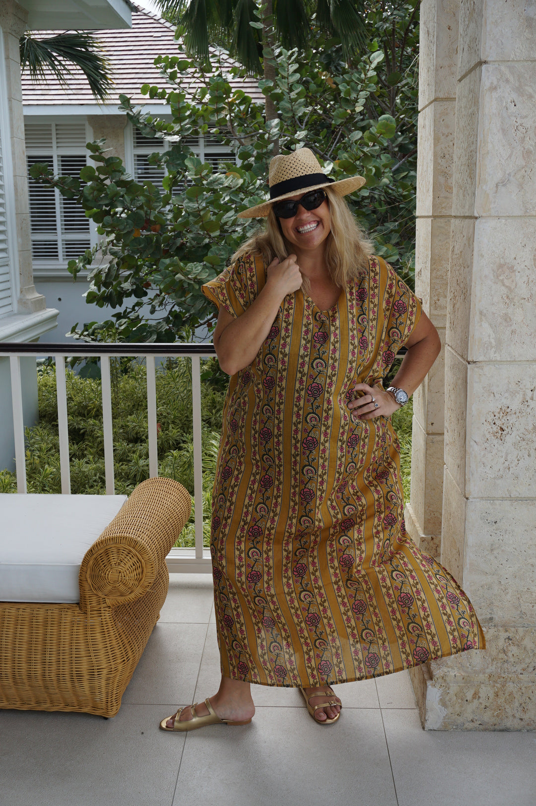 VESTIDO MOCA RAYAS MOSTAZA
