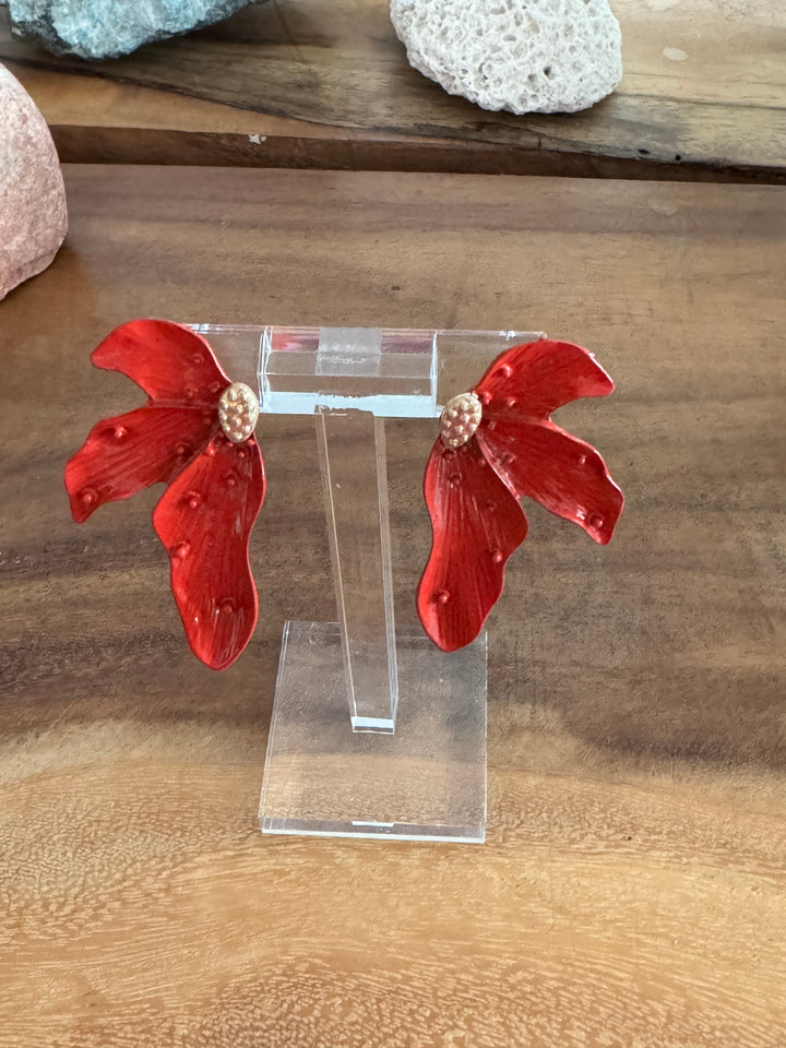 PENDIENTES FLOR ROJA