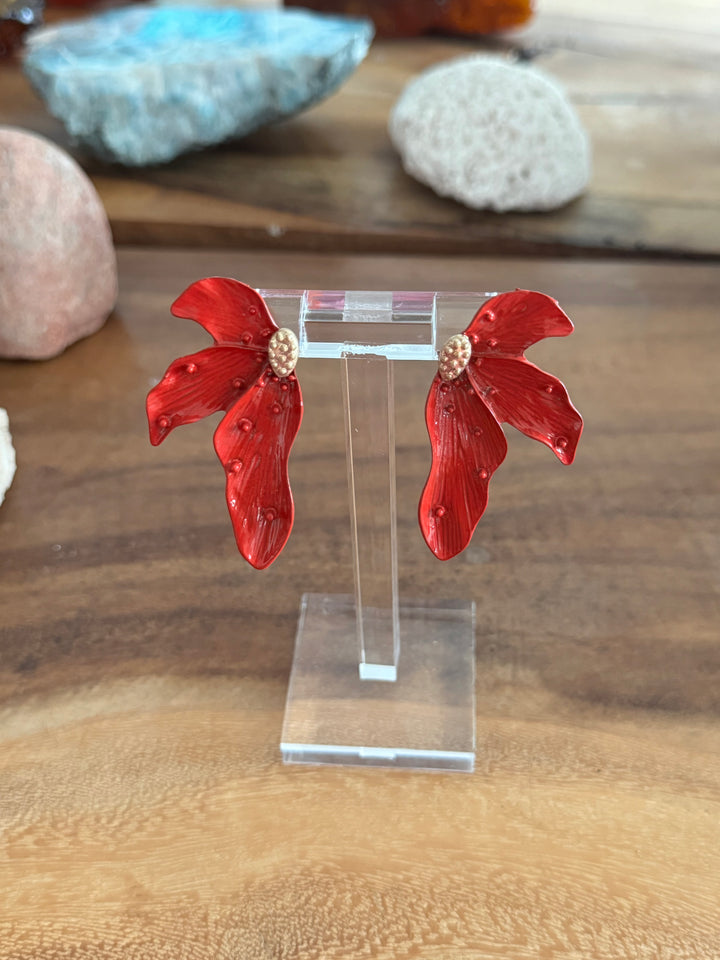 PENDIENTES FLOR ROJA