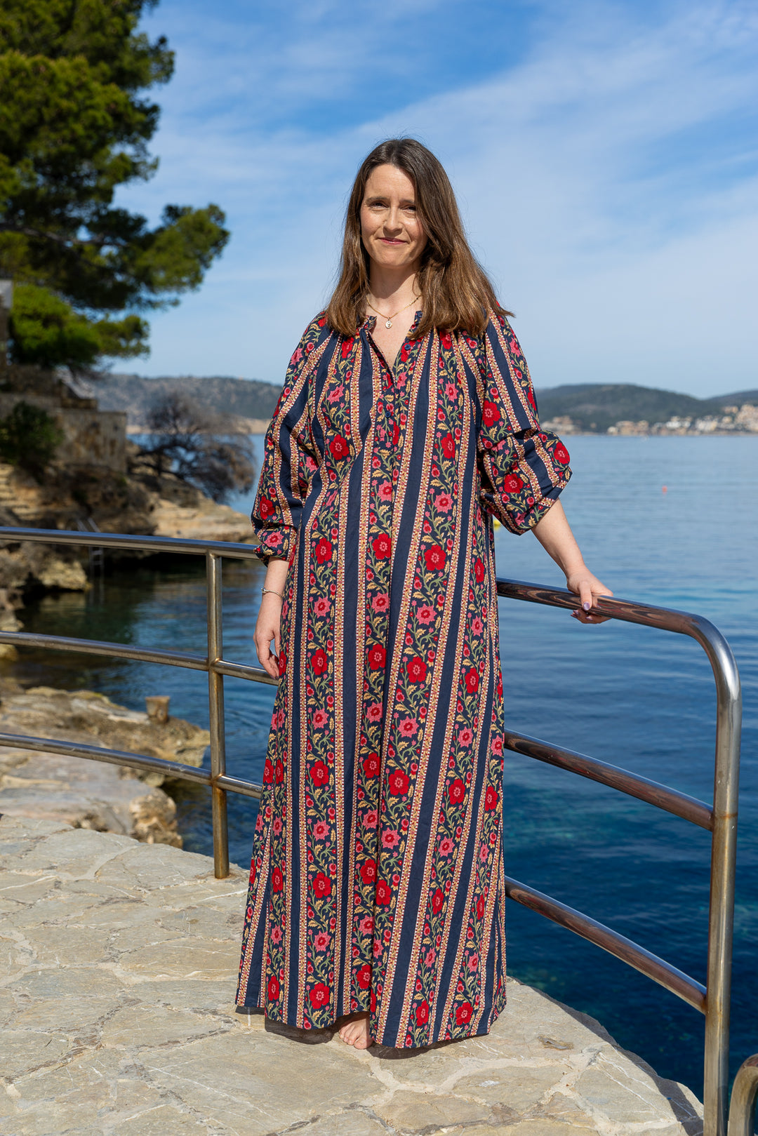 VESTIDO TERRENAS RAYAS MARINO