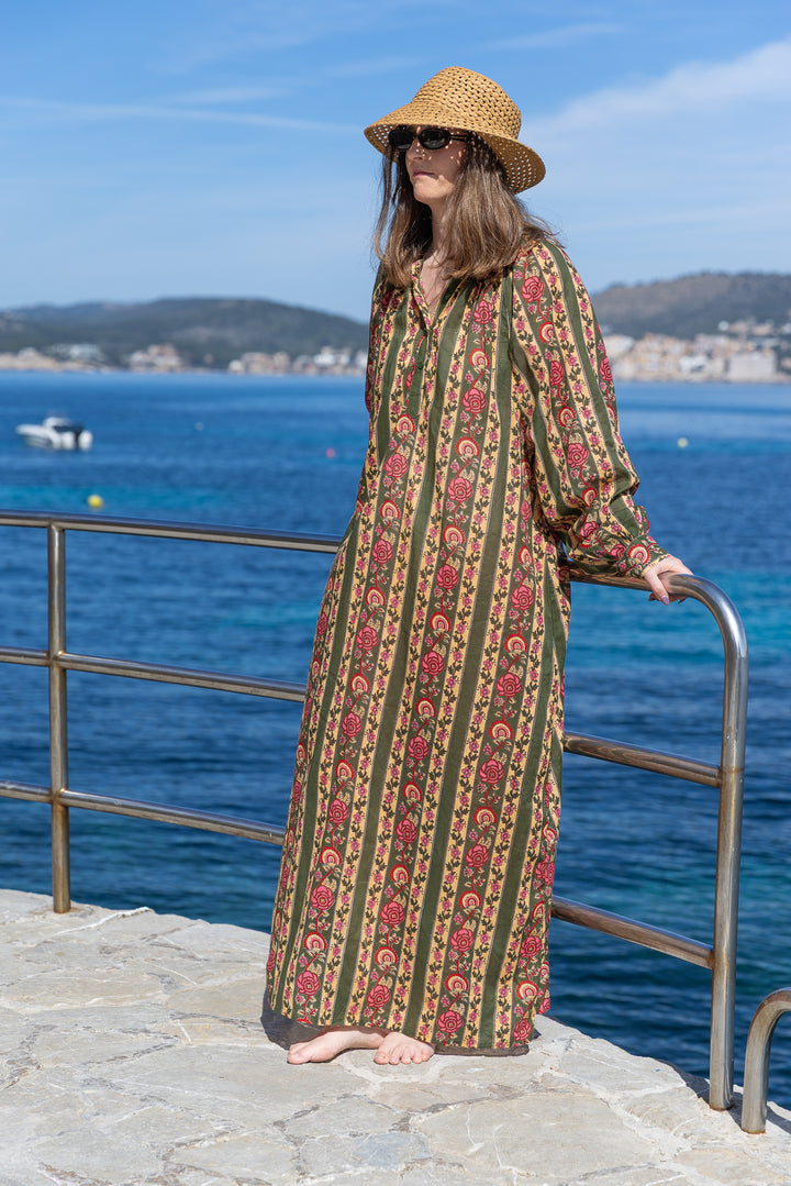 VESTIDO TERRENAS RAYAS VERDE