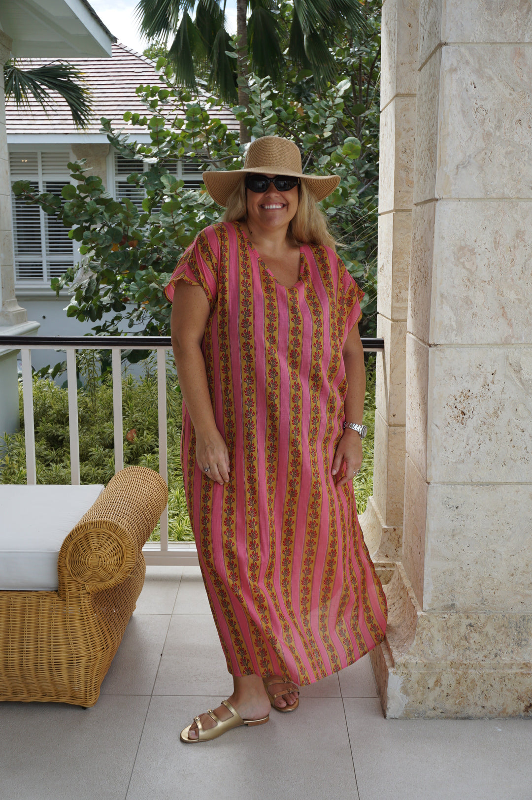 VESTIDO MOCA RAYAS FUCSIA