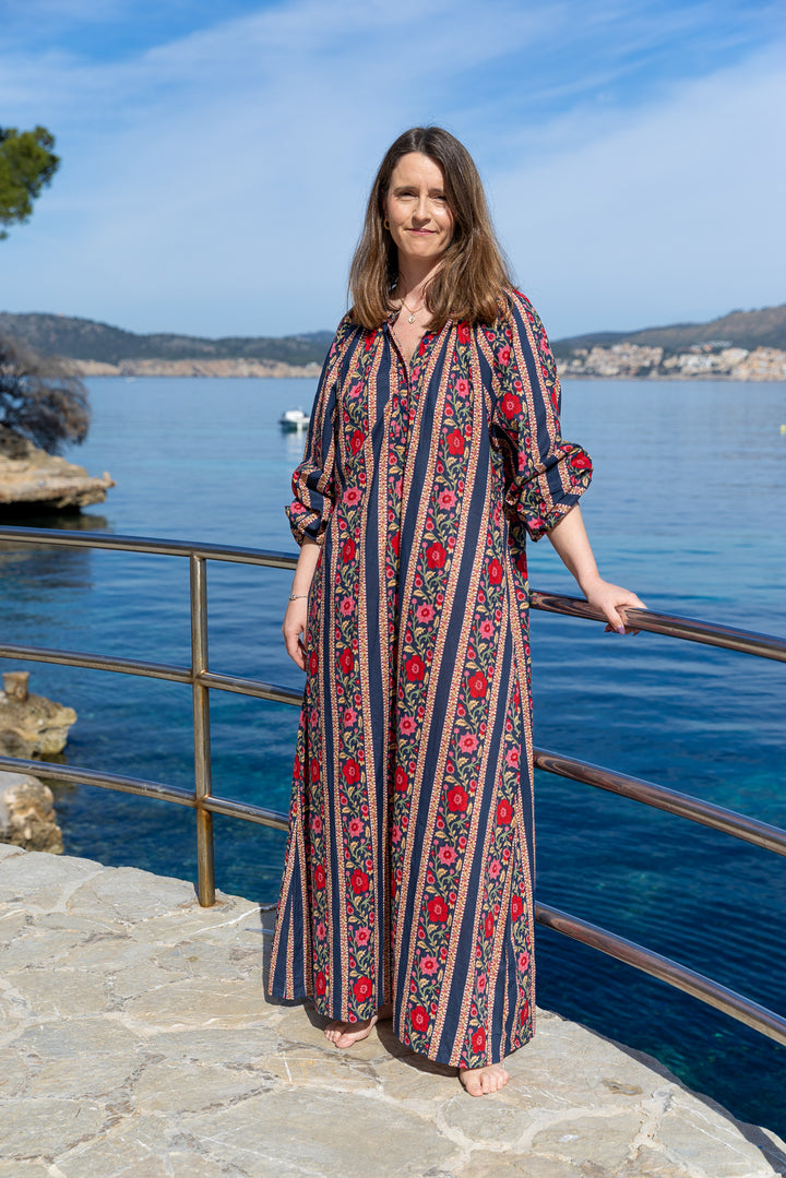 VESTIDO TERRENAS RAYAS MARINO