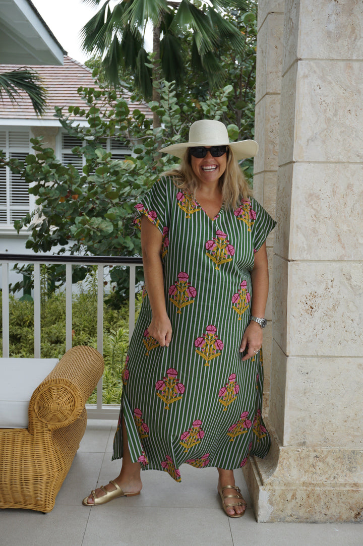 VESTIDO MOCA RAYAS VERDE
