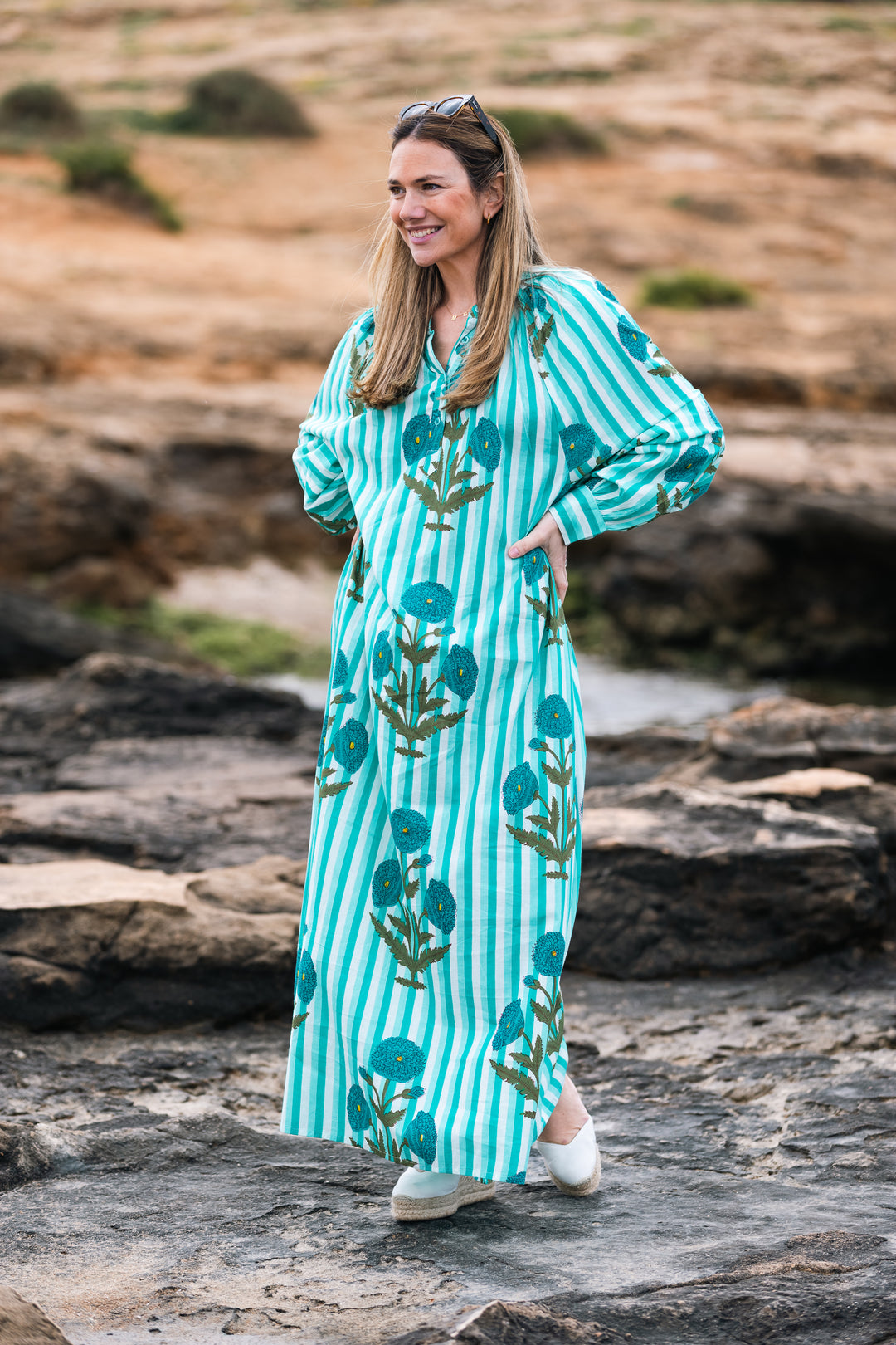 VESTIDO TERRENAS MINT RAYAS