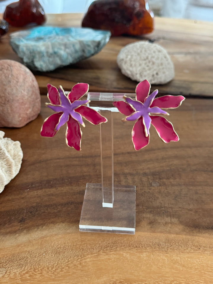 PENDIENTES DOBLE FLOR BUGANVILIA