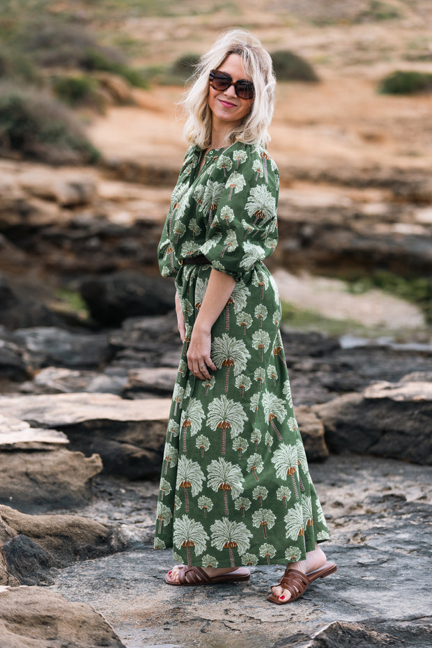 VESTIDO TERRENAS PALMERAS VERDE