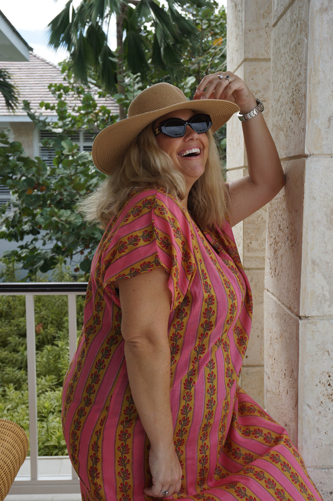 VESTIDO MOCA RAYAS FUCSIA