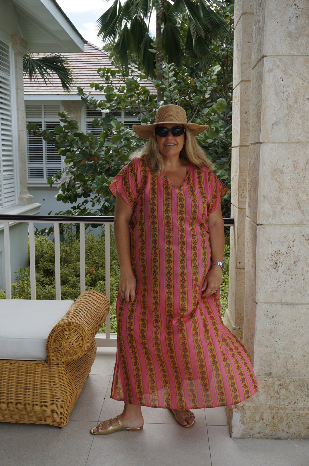 VESTIDO MOCA RAYAS FUCSIA