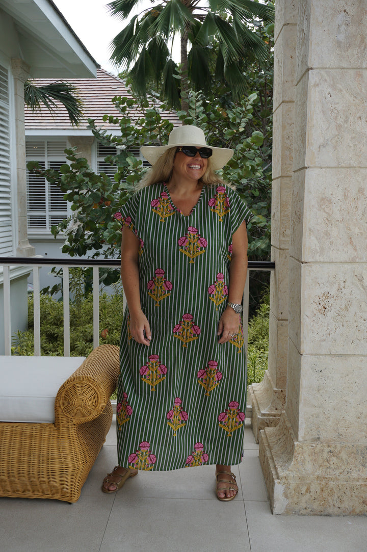 VESTIDO MOCA RAYAS VERDE