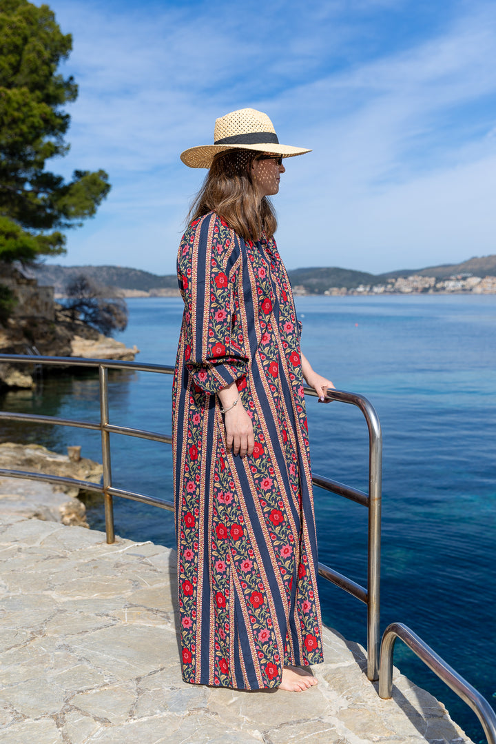 VESTIDO TERRENAS RAYAS MARINO