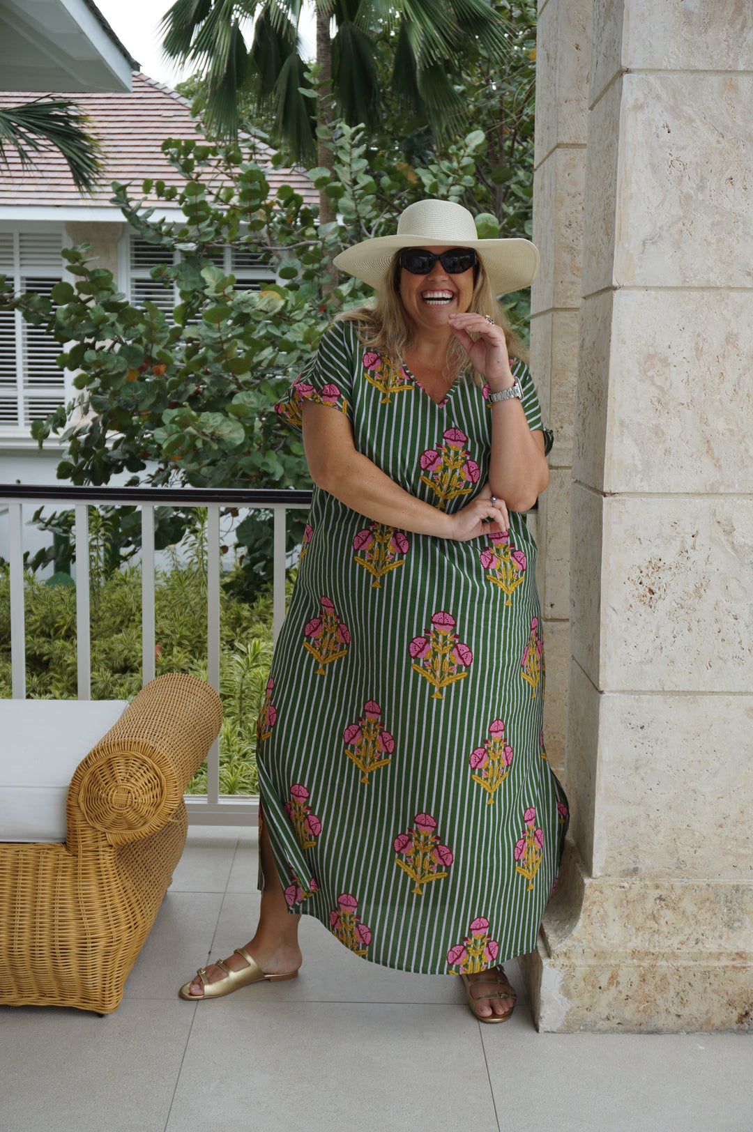 VESTIDO MOCA RAYAS VERDE