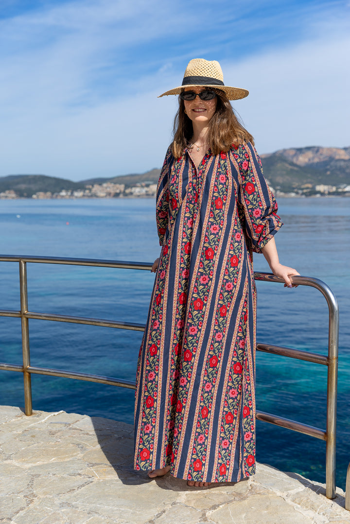 VESTIDO TERRENAS RAYAS MARINO
