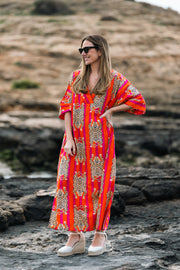 CAFTÁN ROMANA TIGRE FUCSIA