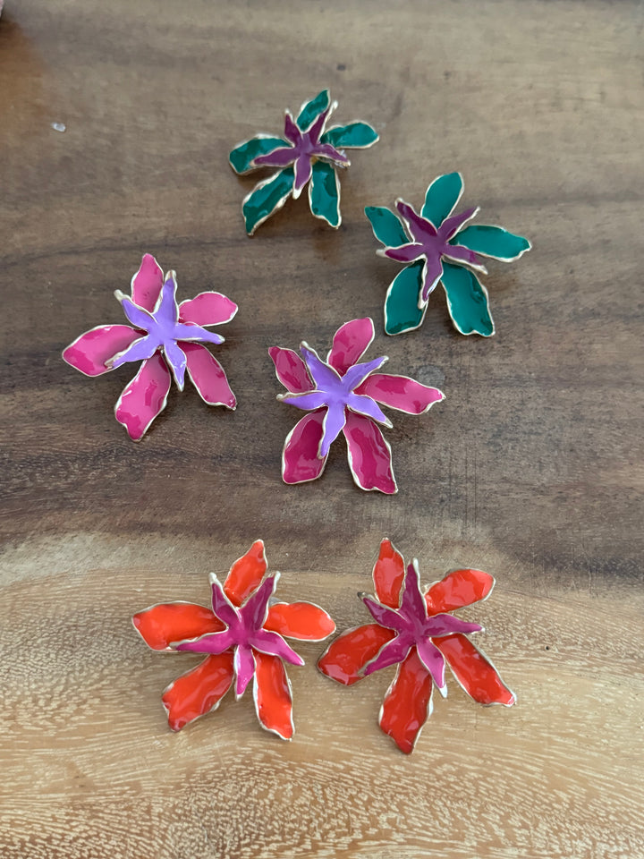 PENDIENTES DOBLE FLOR BUGANVILIA