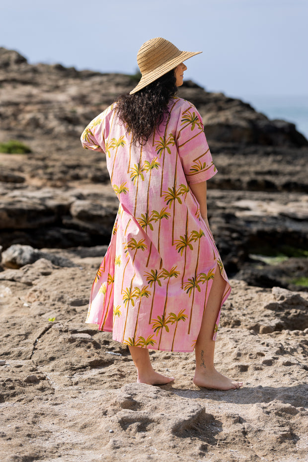 CAFTÁN ROMANA PALMERAS ROSA