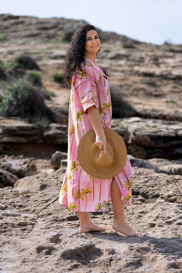 CAFTÁN ROMANA PALMERAS ROSA