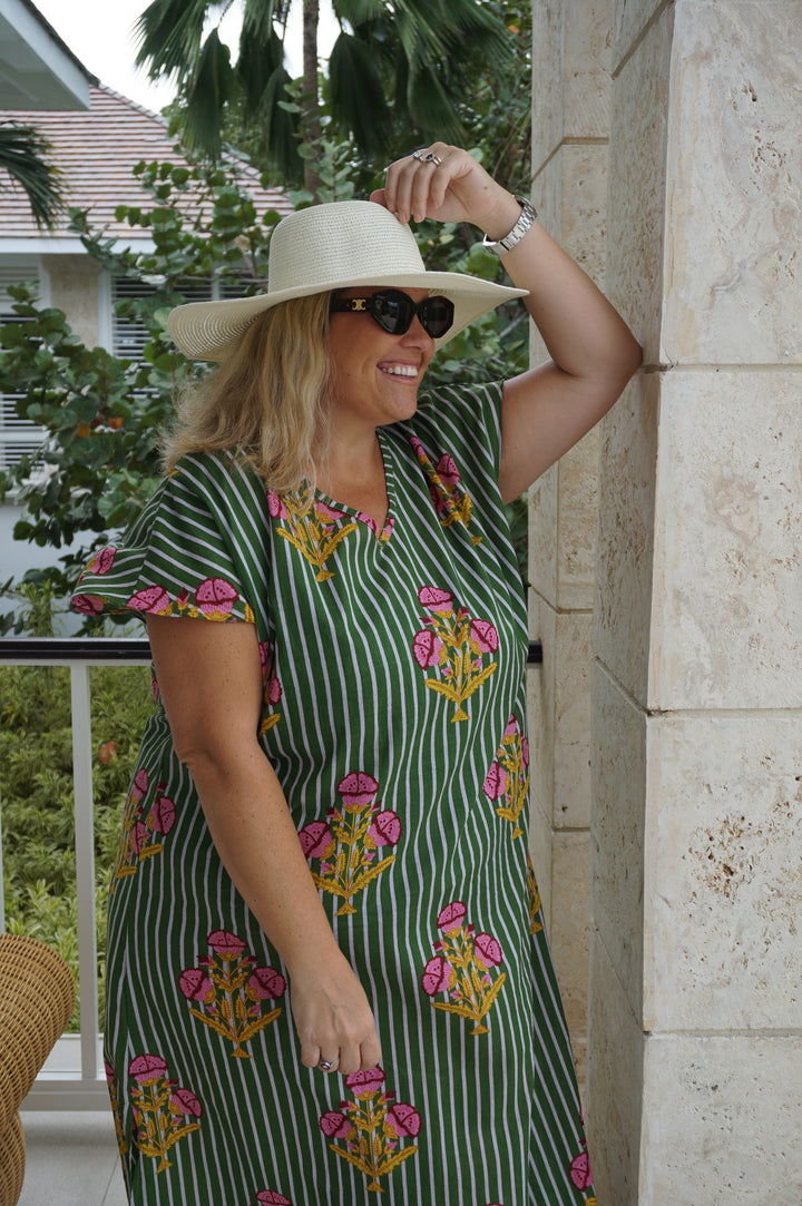 VESTIDO MOCA RAYAS VERDE