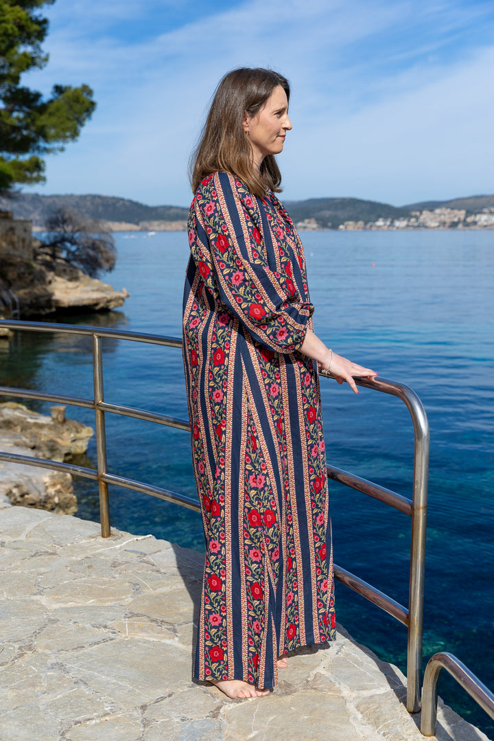 VESTIDO TERRENAS RAYAS MARINO