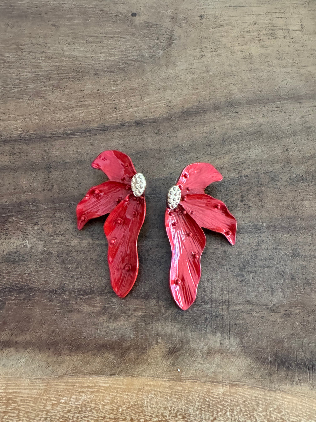 PENDIENTES FLOR ROJA