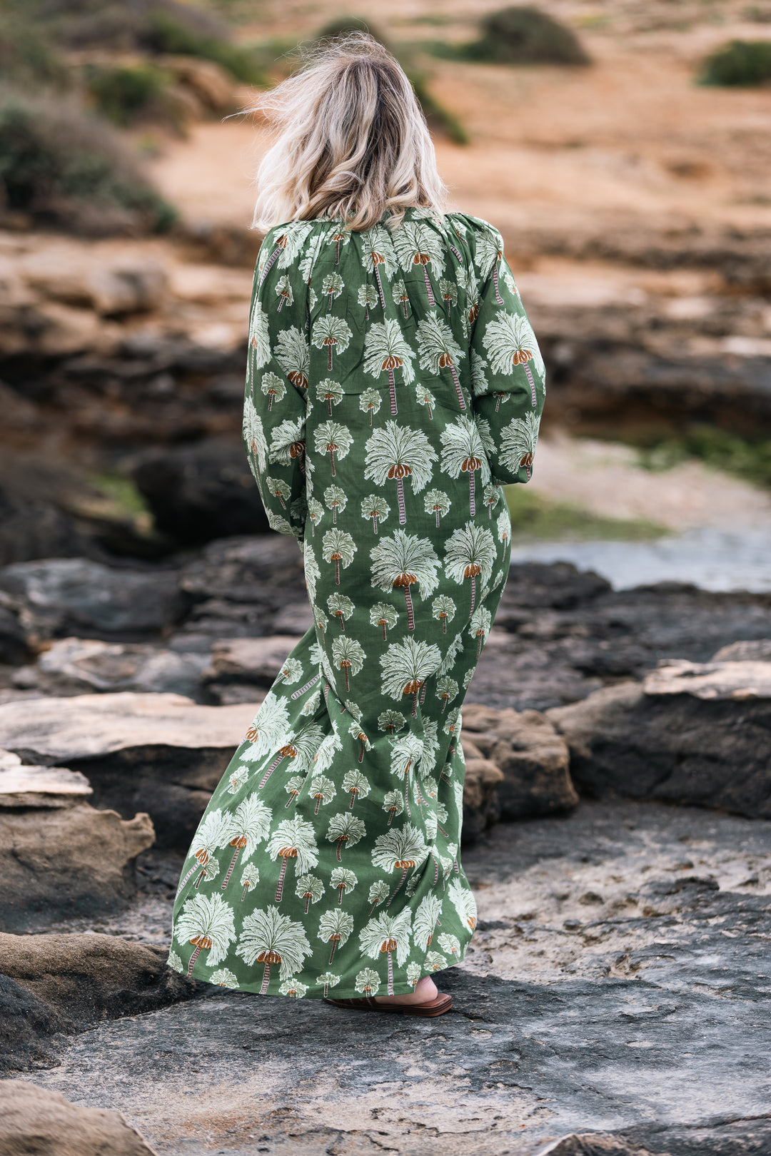 VESTIDO TERRENAS PALMERAS VERDE