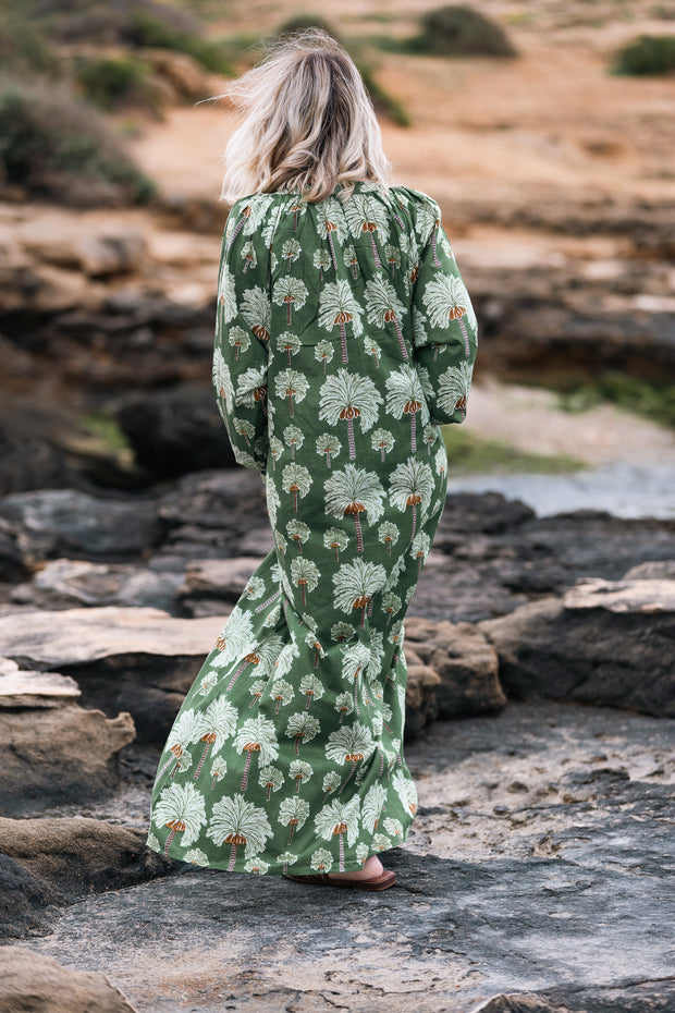 VESTIDO TERRENAS PALMERAS VERDE