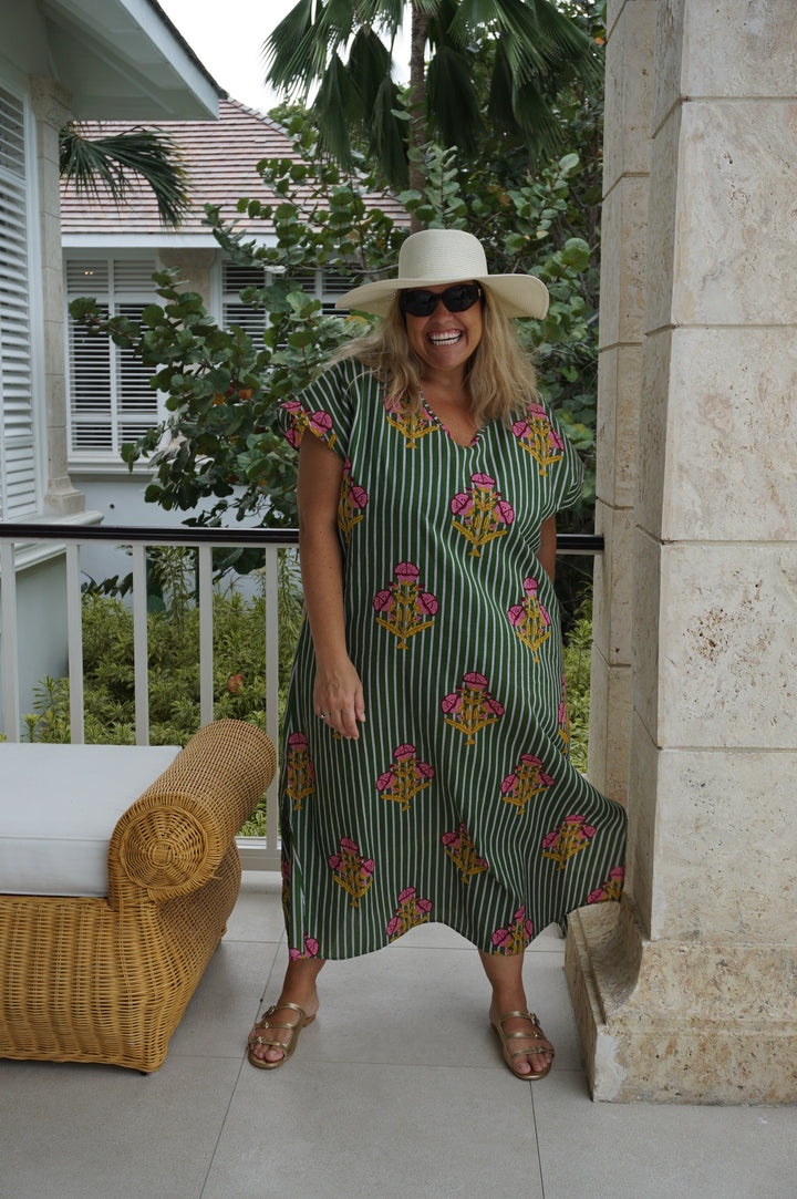 VESTIDO MOCA RAYAS VERDE