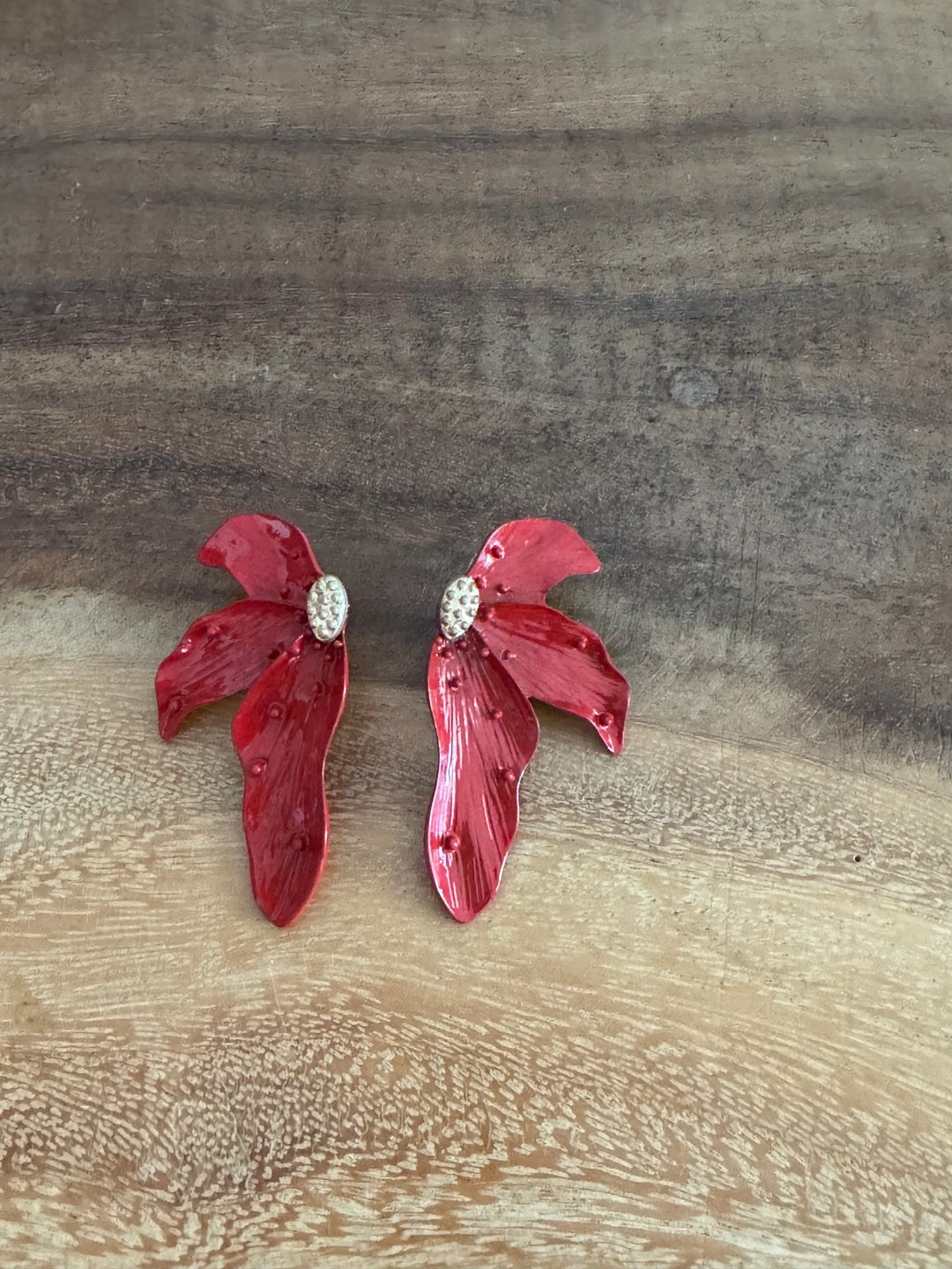 PENDIENTES FLOR ROJA