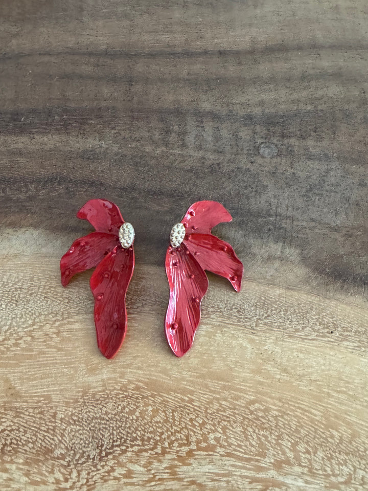 PENDIENTES FLOR ROJA
