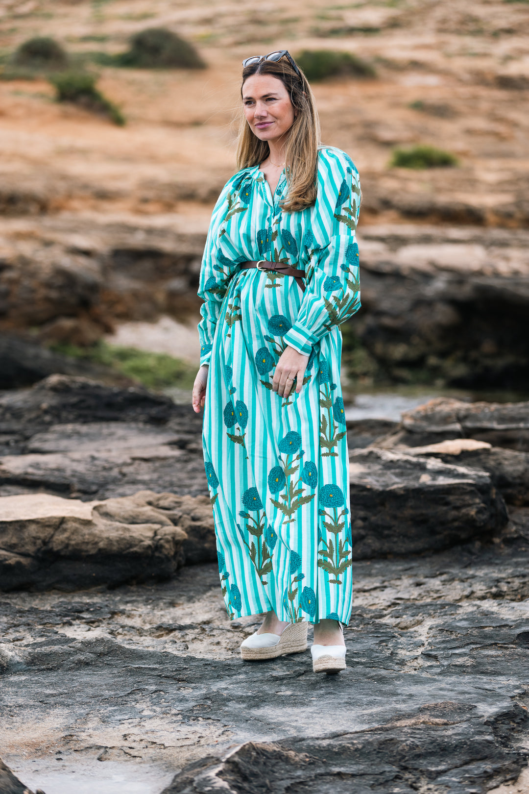 VESTIDO TERRENAS MINT RAYAS
