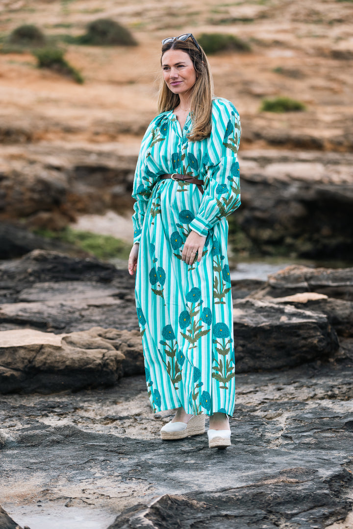 VESTIDO TERRENAS MINT RAYAS
