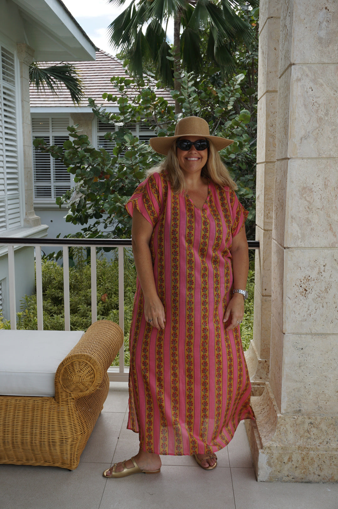 VESTIDO MOCA RAYAS FUCSIA
