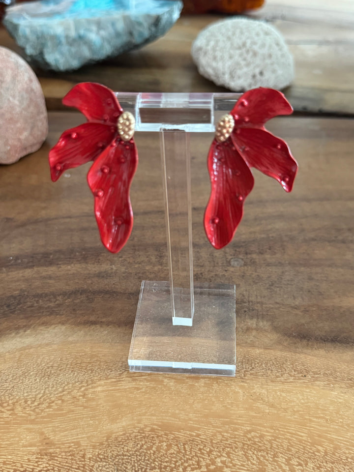 PENDIENTES FLOR ROJA