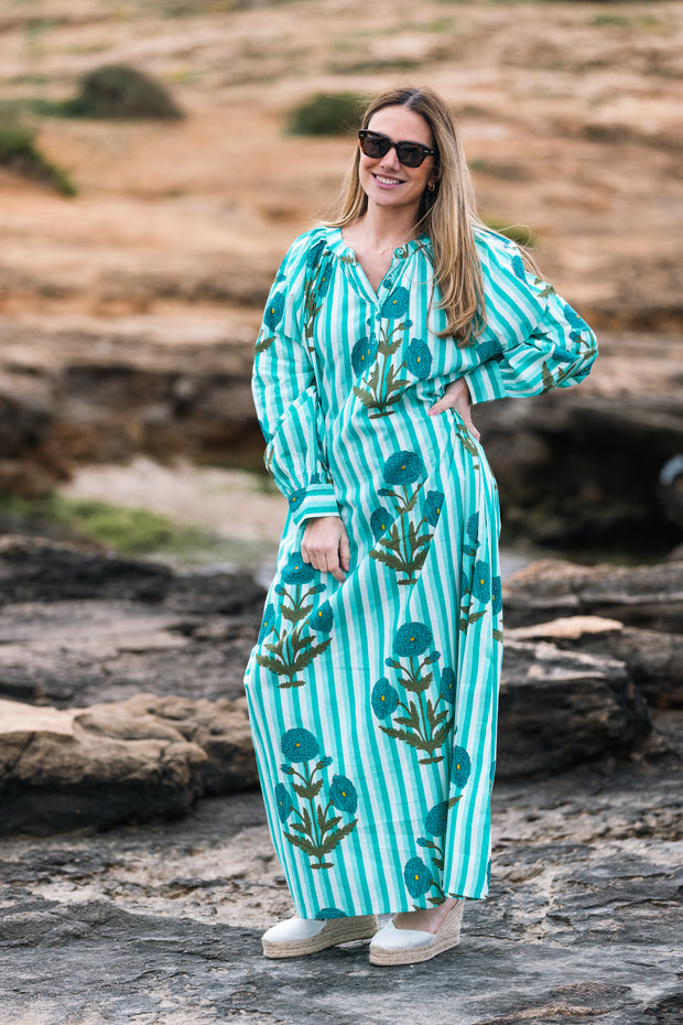 VESTIDO TERRENAS MINT RAYAS