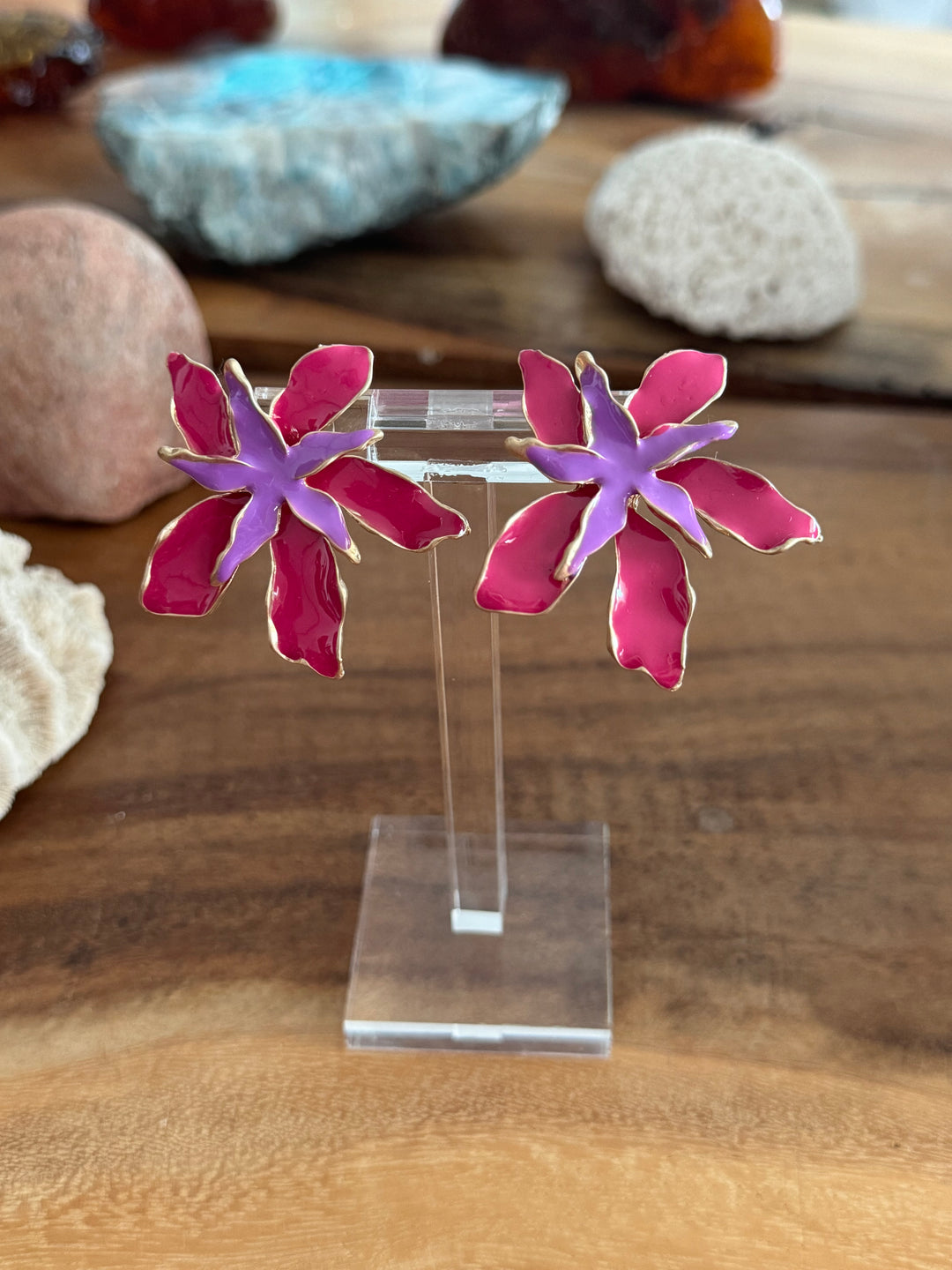 PENDIENTES DOBLE FLOR BUGANVILIA