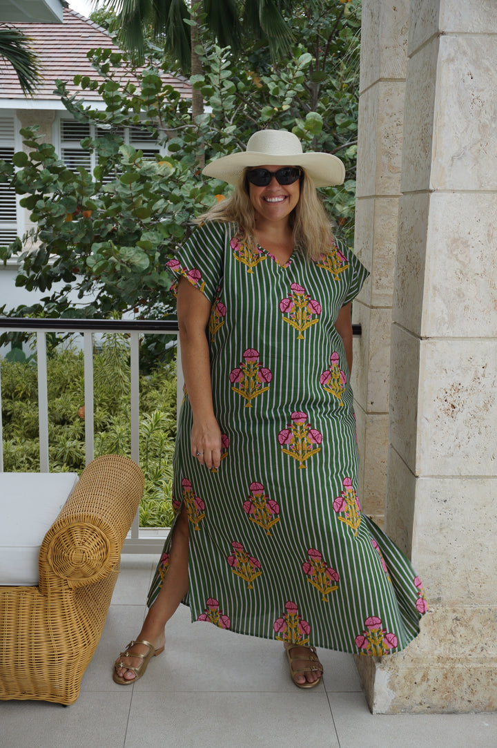 VESTIDO MOCA RAYAS VERDE